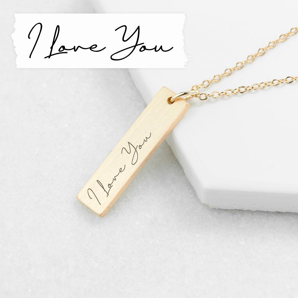 Personalised Real Handwriting Bar Necklace