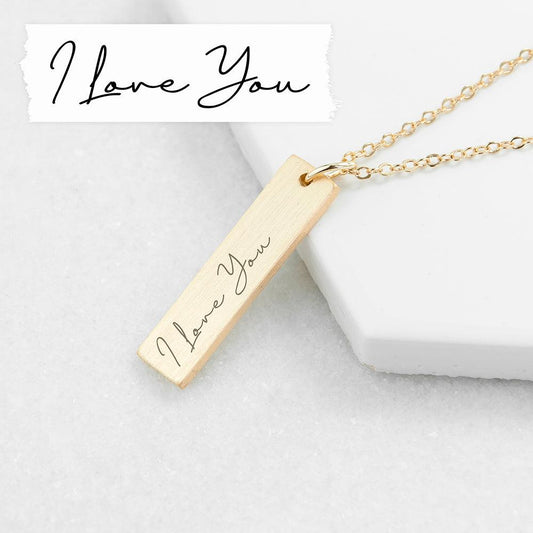 Personalised Real Handwriting Bar Necklace