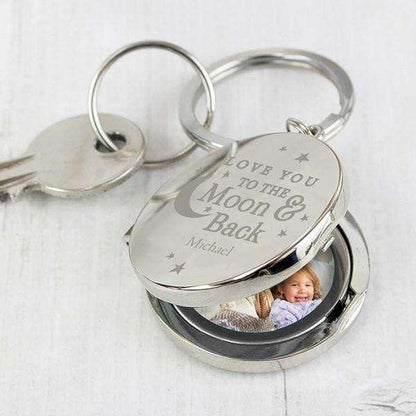 Personalised Love You To The Moon and Back Photo Locket Keyring - Myhappymoments.co.uk