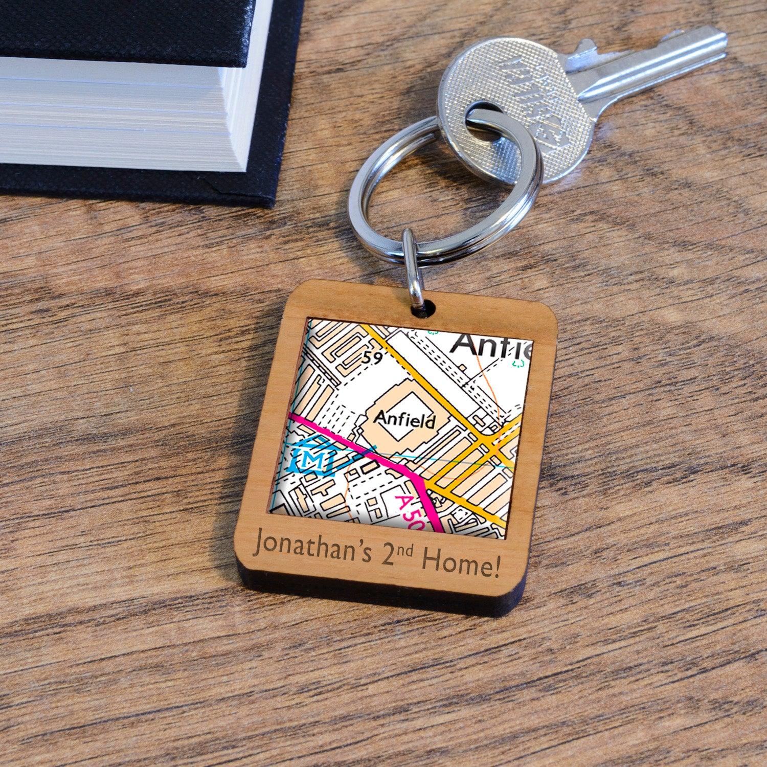 Football Stadium Map Wooden Keyring