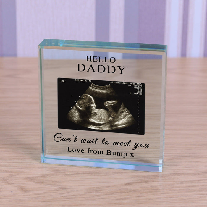 Personalised Baby Bump Photo Glass Token - Cant Wait To Meet You