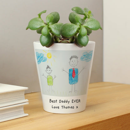 Personalised Childrens Drawing Photo Upload Plant Pot - Gift From Child