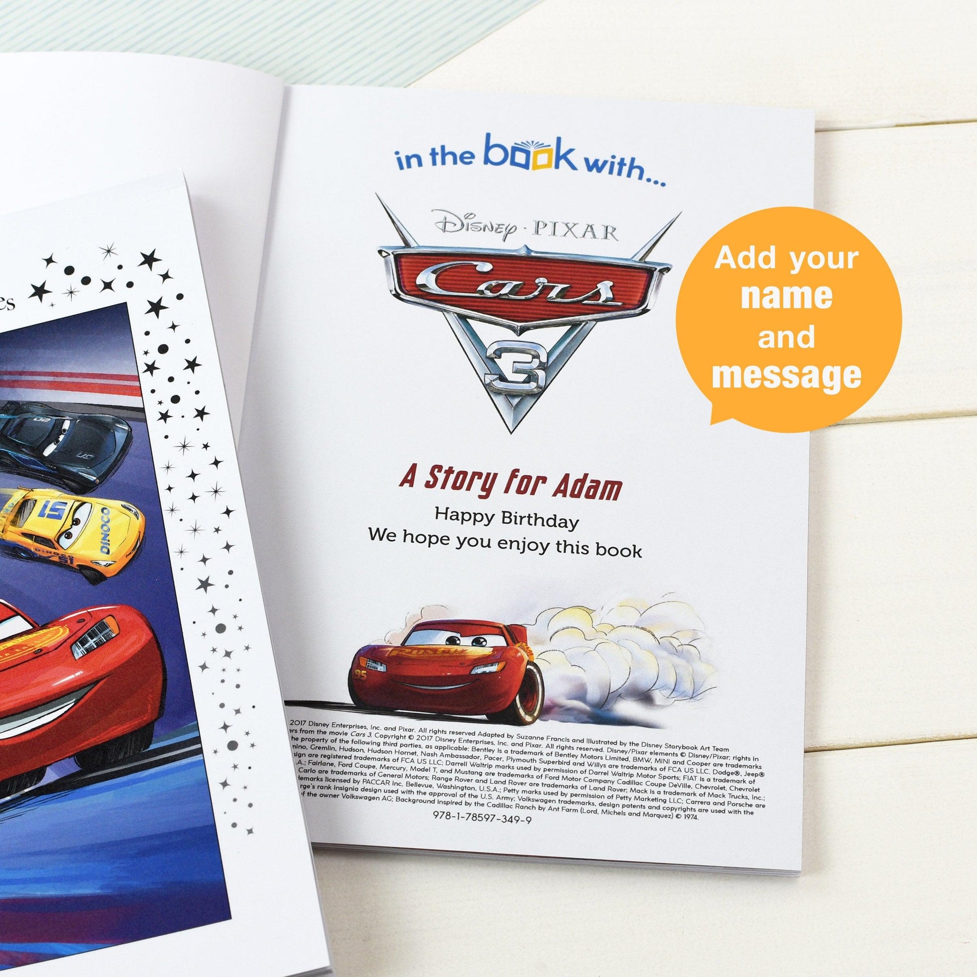 Personalised Disney Little Favourites Cars 3 Book