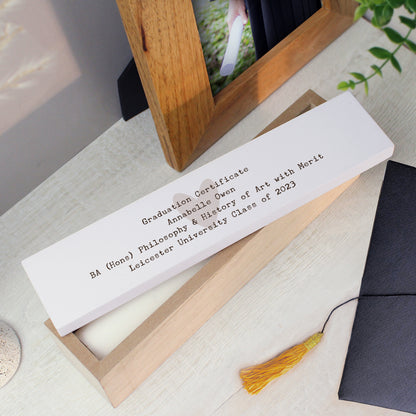 Personalised Free Text Wooden Certificate Holder