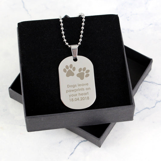 Personalised Pawprints Dog Cat Memorial Dog Tag Necklace - Myhappymoments.co.uk