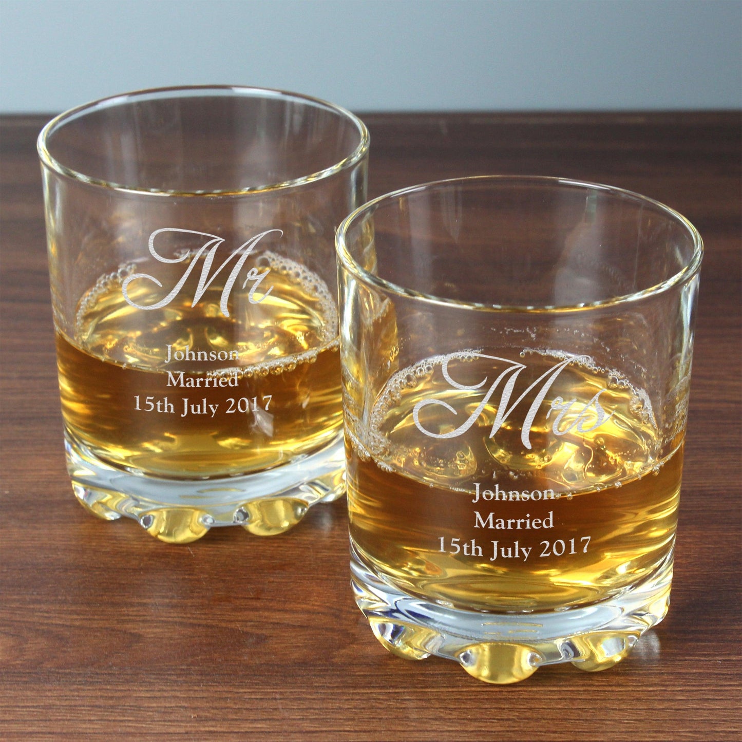 Personalised Mr & Mrs Pair of Tumbler Glasses 