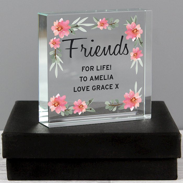 Personalised Floral Sentimental Large Crystal Token