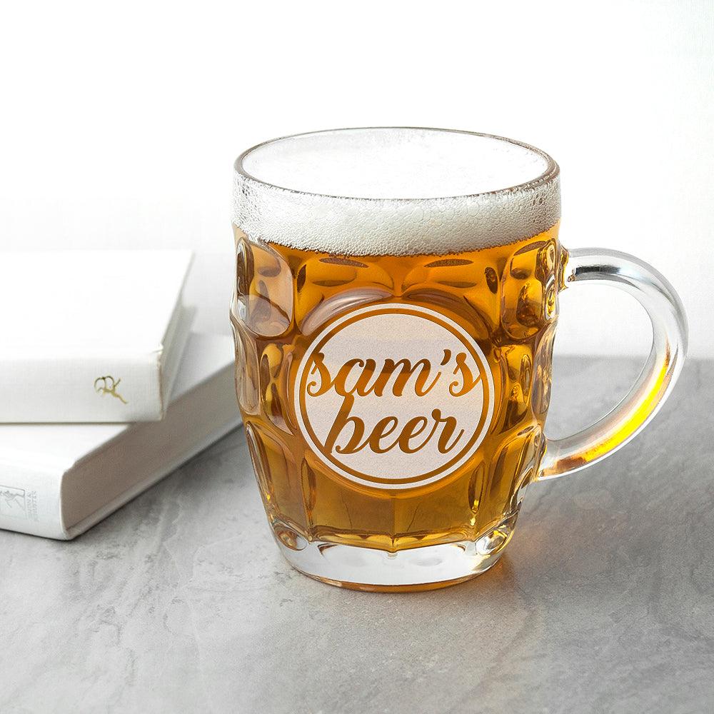 Personalised Name Dimpled Beer Glass