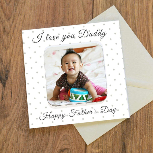 Fathers Day Card With Photo Coaster - Myhappymoments.co.uk