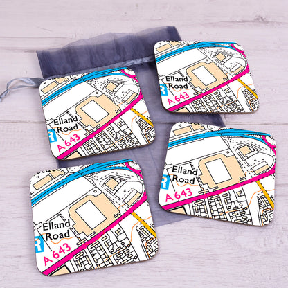 Football Club Stadium Map Set of 4 Coasters