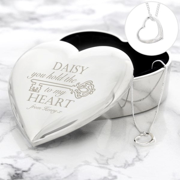 Personalised Key to My Heart Trinket Box & Necklace Set - Myhappymoments.co.uk