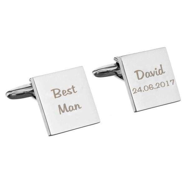 Personalised Wedding Role Square Cufflinks - 2 line - Myhappymoments.co.uk