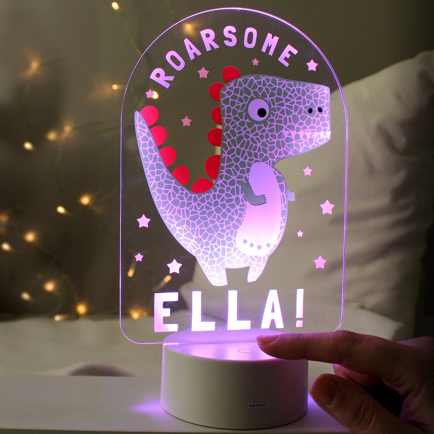 Personalised Roarsome Dinosaur LED Colour Changing Night Light