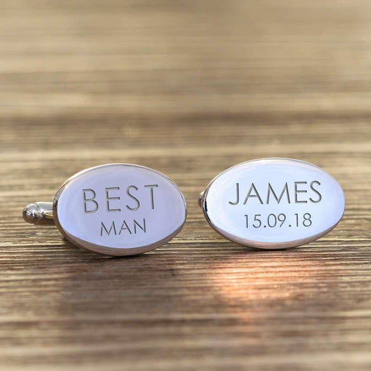 Personalised Best Man Oval Cufflinks - Myhappymoments.co.uk