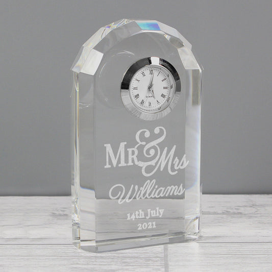 Personalised Mr & Mrs Crystal Wedding Anniversary Clock | Gift