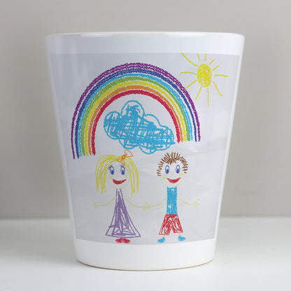 Personalised Childrens Drawing Photo Upload Plant Pot - Gift From Child