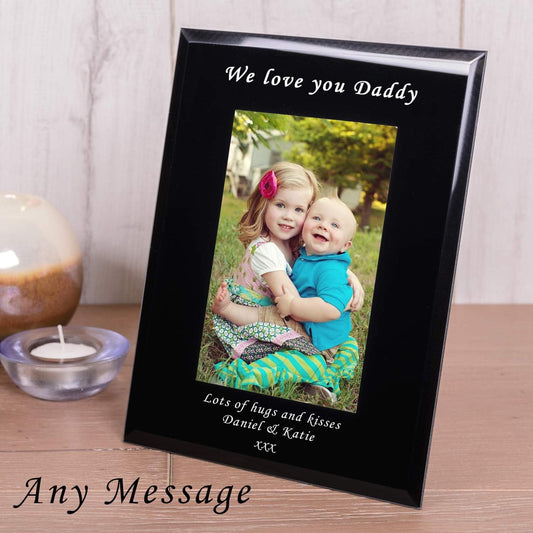 Personalised Black Glass Photo Frame 6x4 - Myhappymoments.co.uk