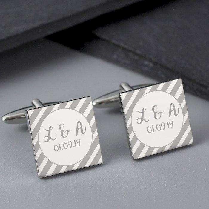 Personalised Stripes Square Cufflinks - Myhappymoments.co.uk