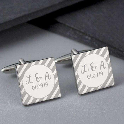 Personalised Stripes Square Cufflinks - Myhappymoments.co.uk