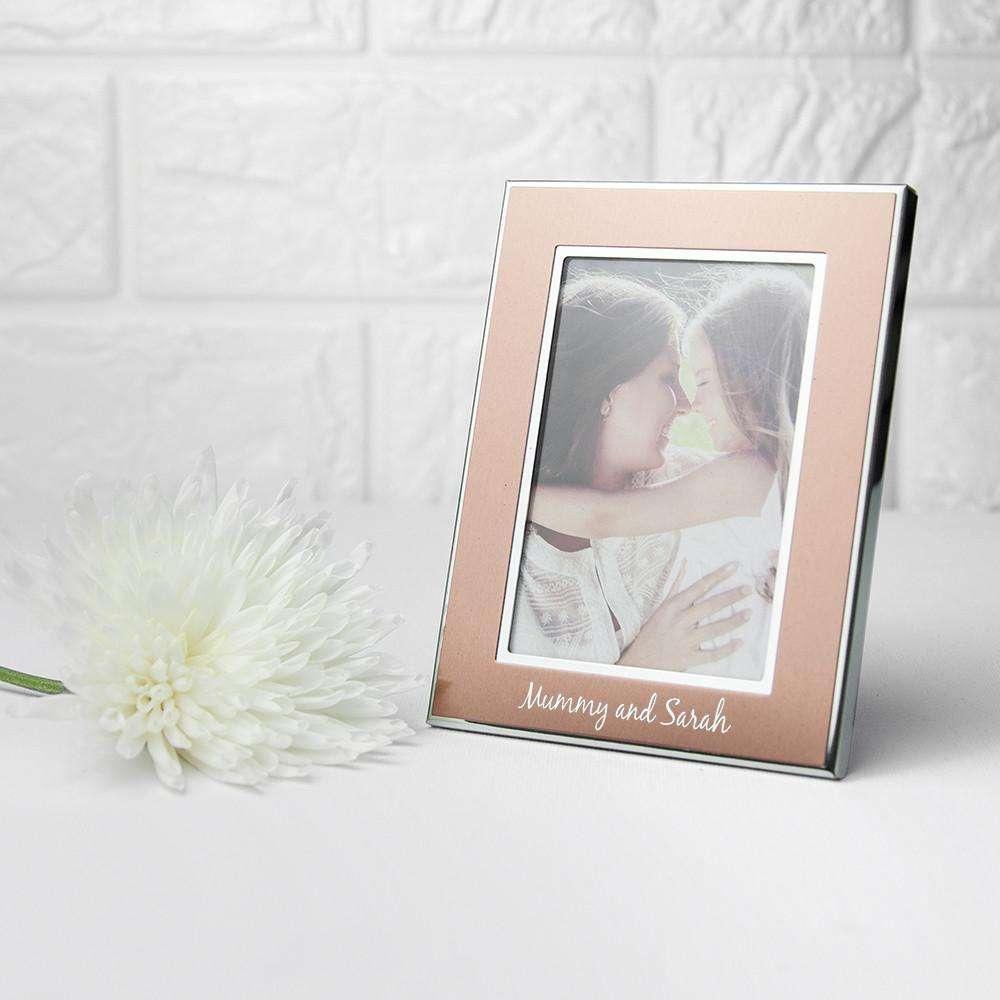 Personalised Small Rose Gold Metal Photo Frame - Myhappymoments.co.uk