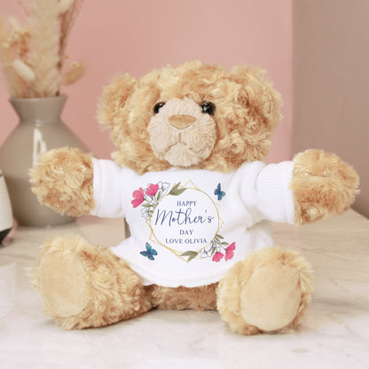 Personalised Geometric Floral Teddy Bear