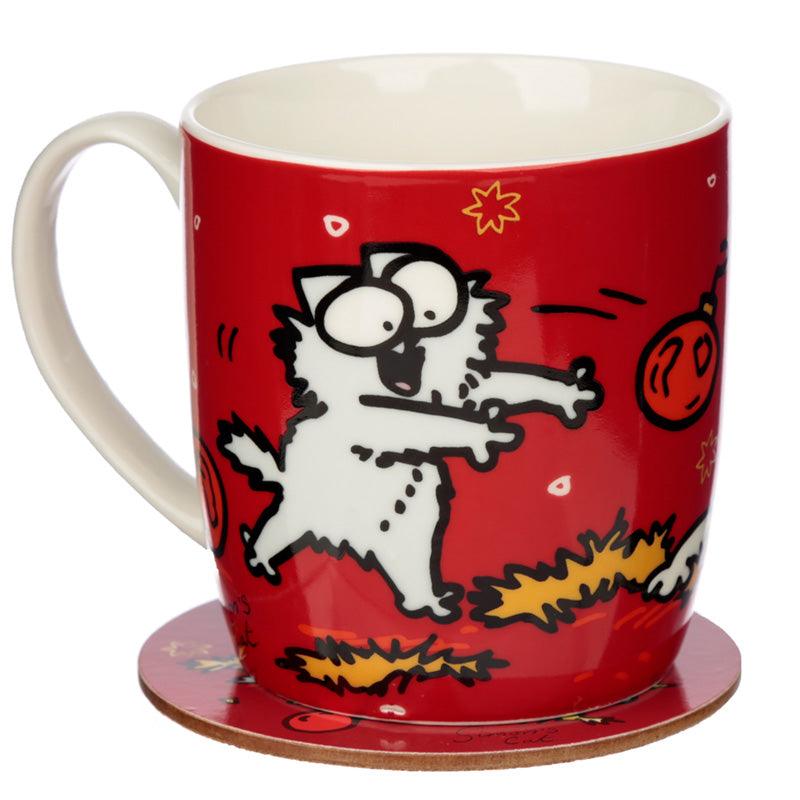 Simon's Cat Christmas Porcelain Mug & Coaster Set