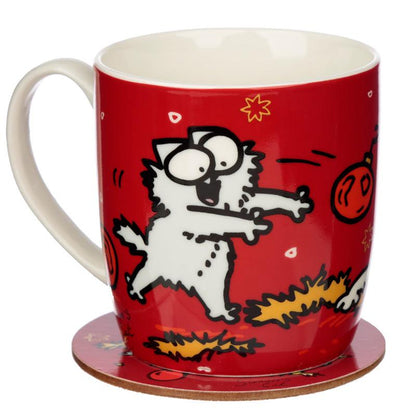 Simon's Cat Christmas Porcelain Mug & Coaster Set