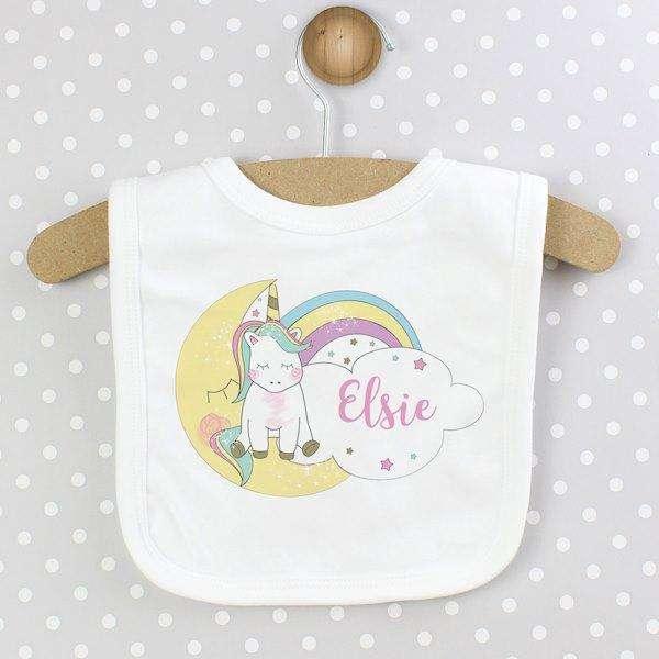 Personalised Unicorn Baby Bib - Myhappymoments.co.uk