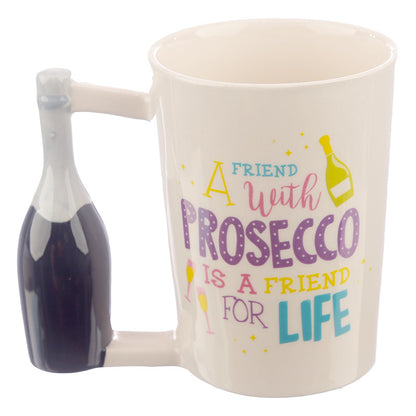 Pop the Prosecco Shaped Handle Ceramic Mug - Myhappymoments.co.uk