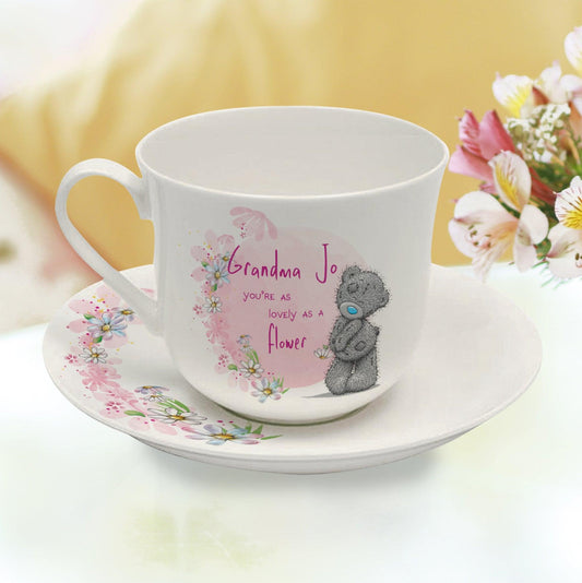 Personalised Me To You Lovely As A Flower Cup & Saucer