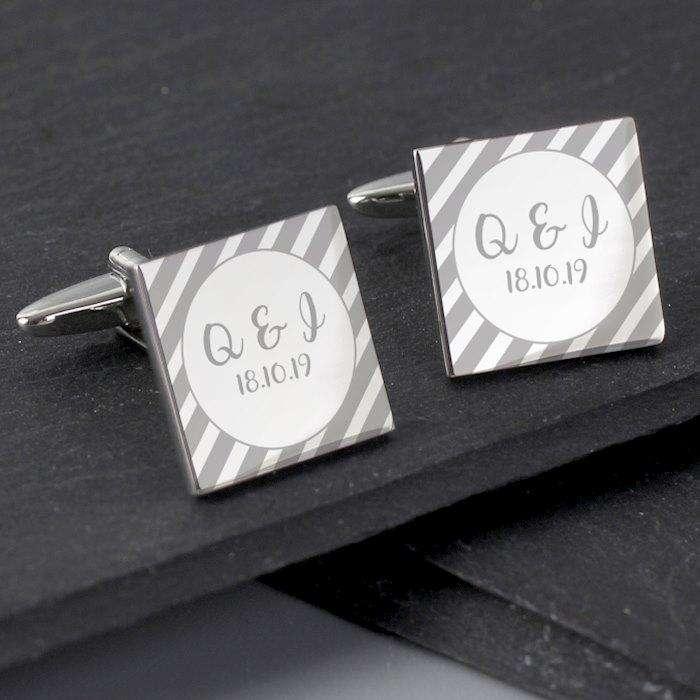 Personalised Stripes Square Cufflinks - Myhappymoments.co.uk