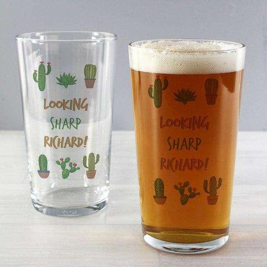 Personalised Cactus Pint Glass - Myhappymoments.co.uk