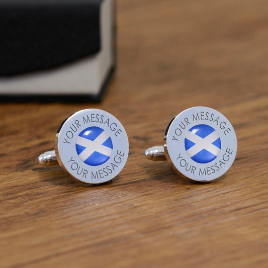 Personalised Scottish Scotland Flag Cufflinks - Myhappymoments.co.uk