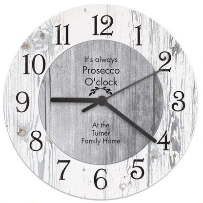 Personalised Any Message Shabby Chic Large Wooden Clock - Myhappymoments.co.uk