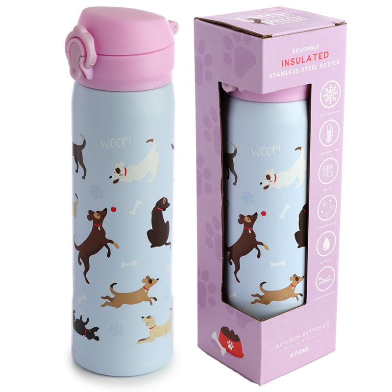 Catch Patch Dog Reusable Push Top Thermal Insulated Drinks Bottle