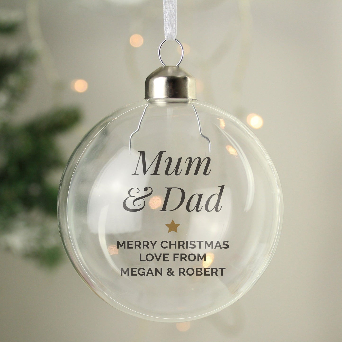 Personalised Gold Star Glass Bauble