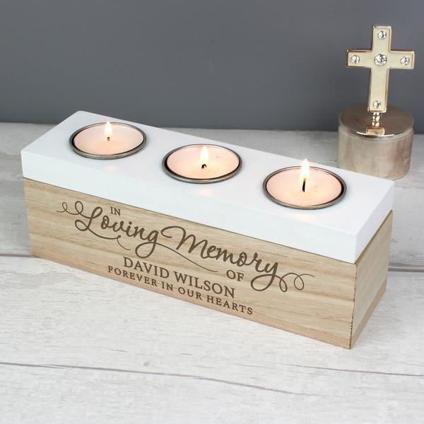 Personalised In Loving Memory Triple Tea Light Box - Myhappymoments.co.uk