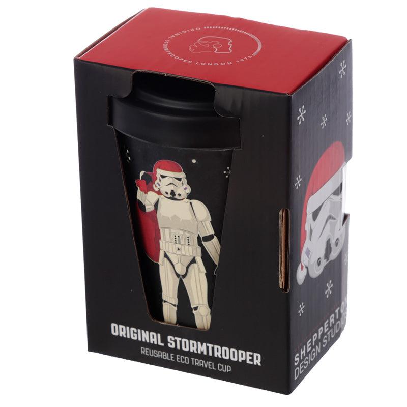 The Original Stormtrooper Christmas Black Reusable Screw Top Bamboo Composite Travel Mug