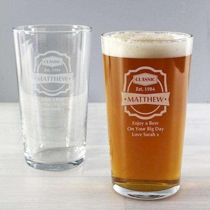 Personalised Classic Pint Glass - Myhappymoments.co.uk