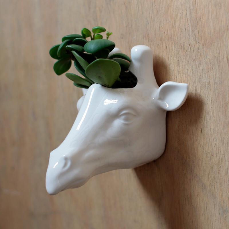 Ceramic Giraffe Head Wall Planter