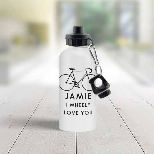 Personalised I Wheely Love You Enamel Bottle