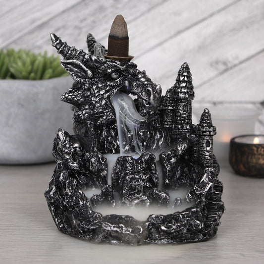 Silver Dragon Backflow Incense Burner With Light