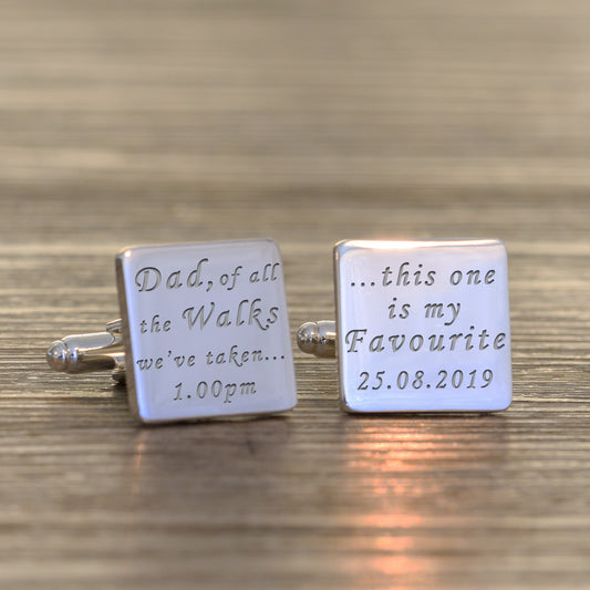 Personalised Dad Of All The Walks We’ve Taken Square Cufflinks - Myhappymoments.co.uk