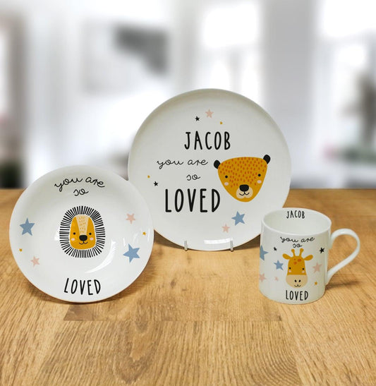 Personalised Scandi Animals Breakfast Set