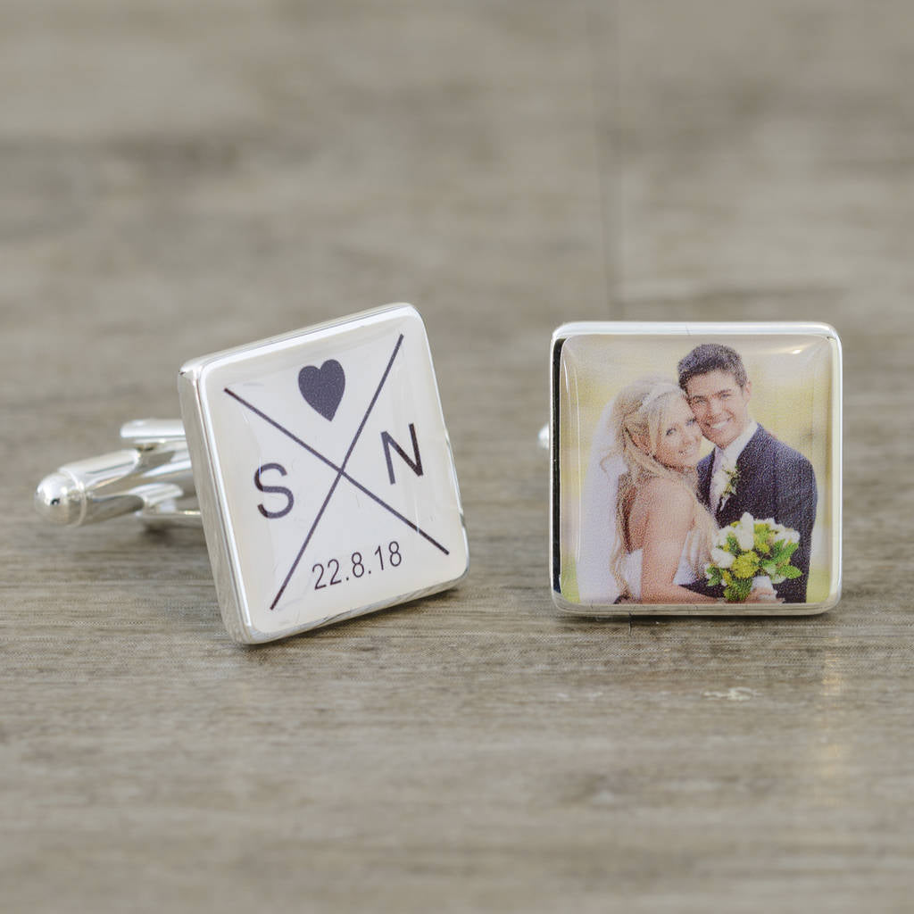 Personalised Initials Date & Photo Cufflinks - Myhappymoments.co.uk