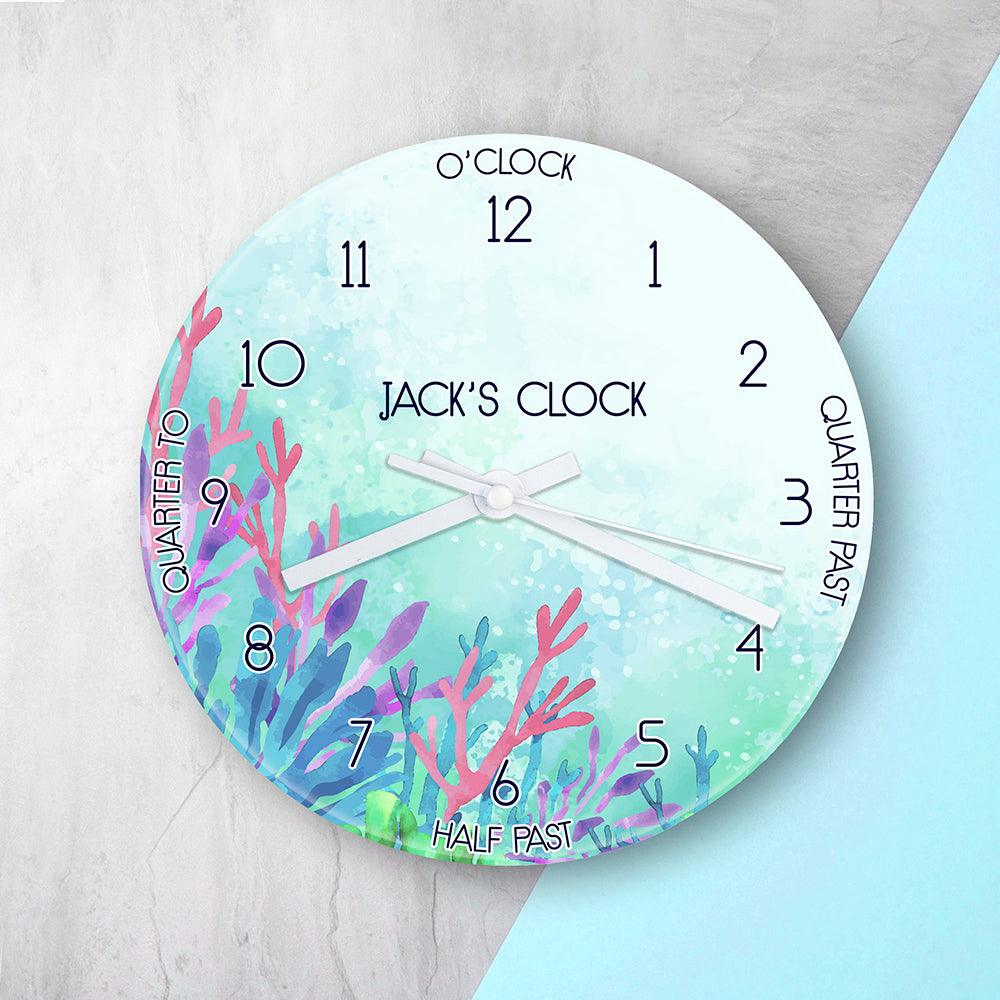 Personalised Kids Sealife Glass Clock