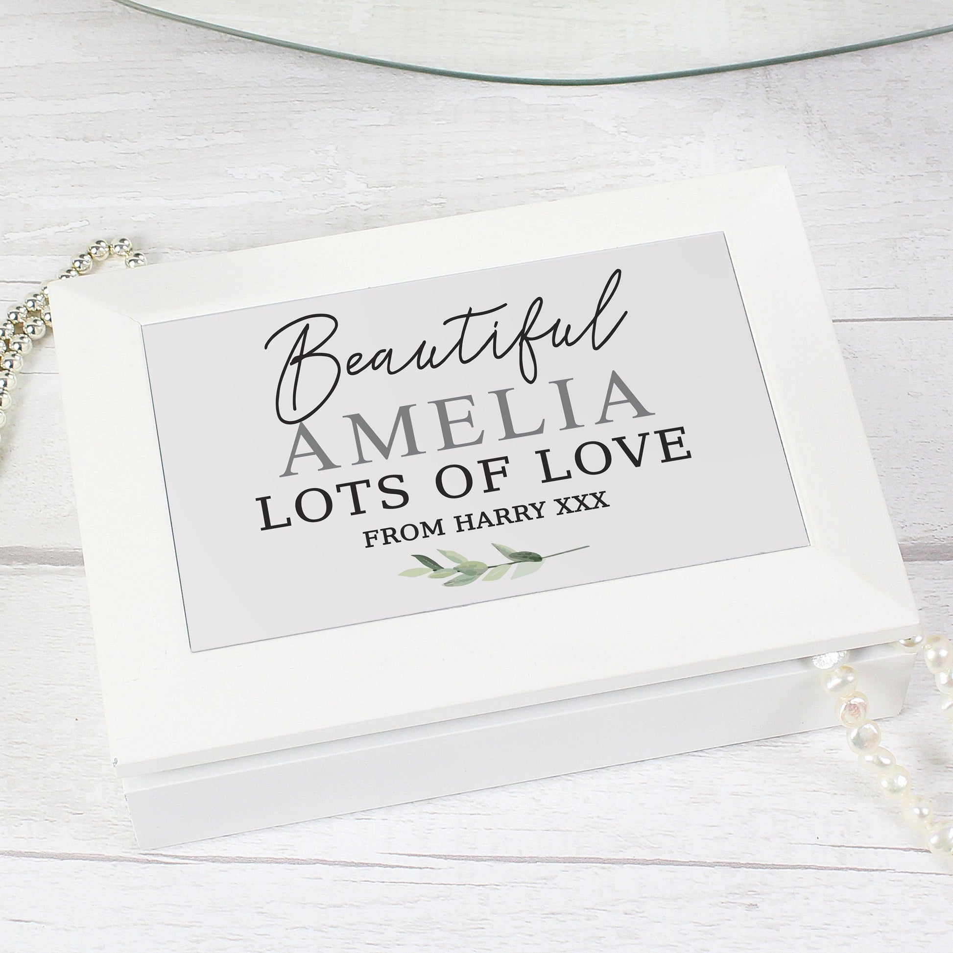 Personalised Botanical Wooden Jewellery Box