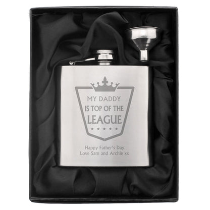 Personalised Top of the League Hip Flask