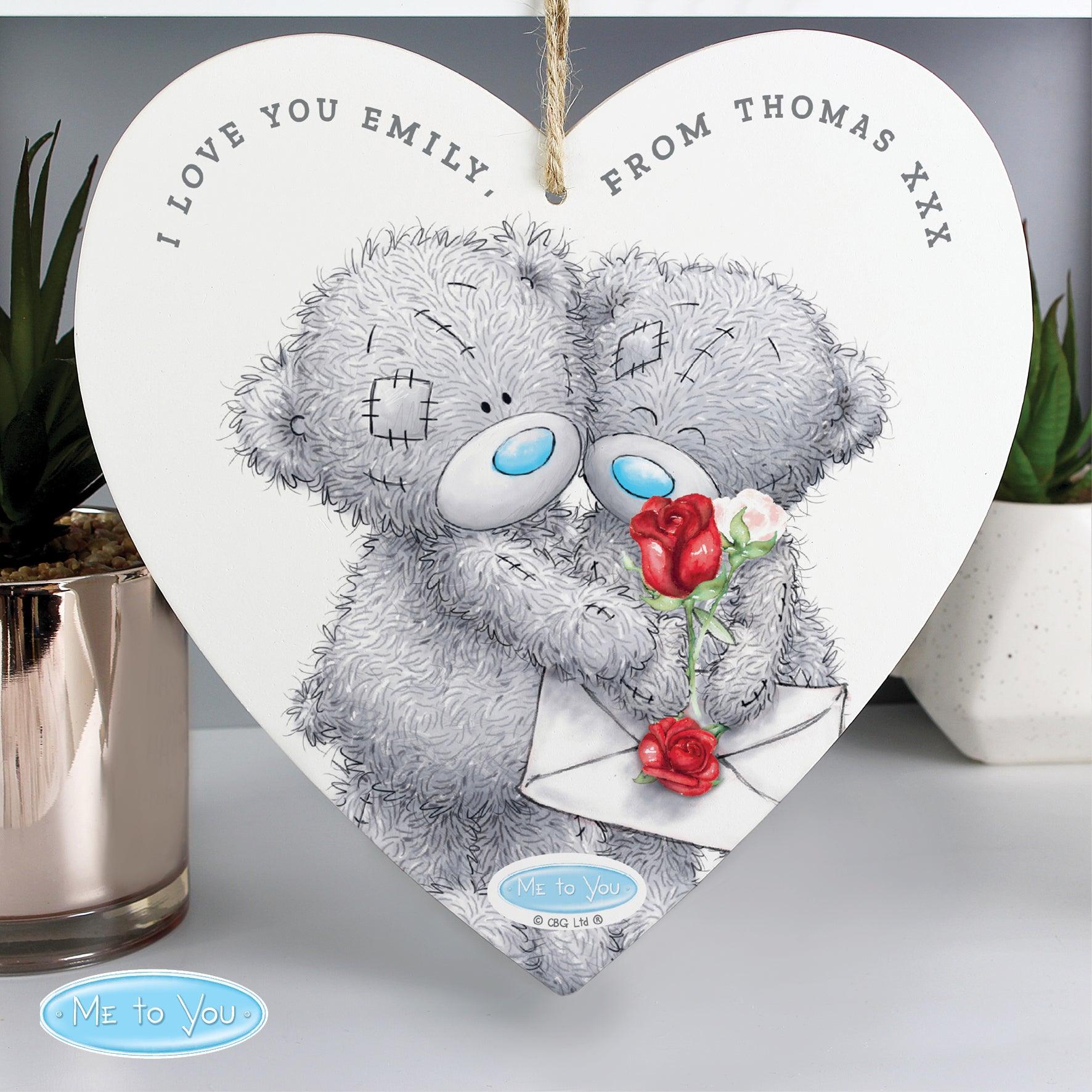 Personalised Me to You Valentine 22cm Large Wooden Heart Decoration