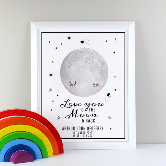 Personalised Baby Love You To The Moon and Back Wall Art